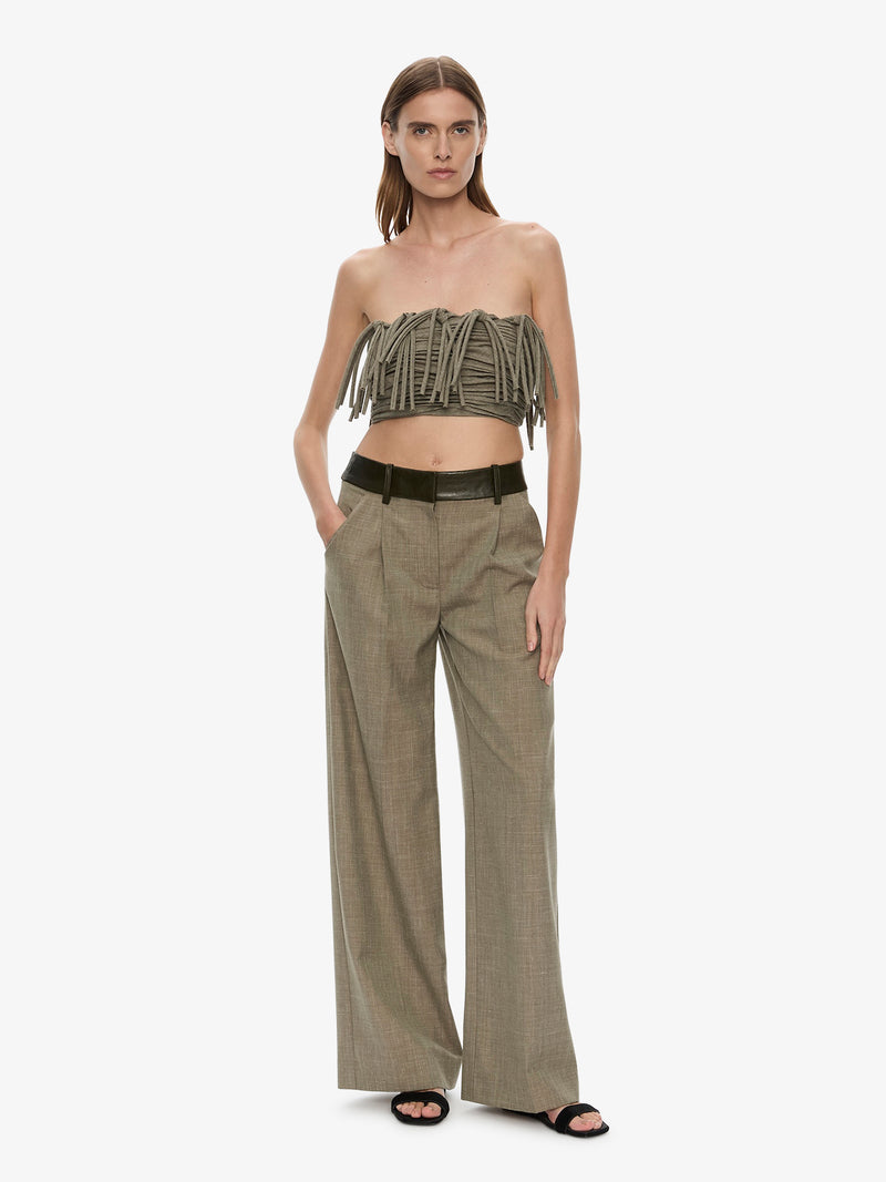 Tropical Wool Leather Waisted Trouser - Image 1