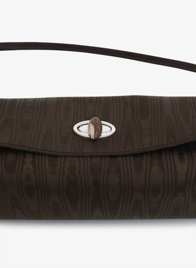 Doba Quartz Turnlock Moire Shoulder Bag