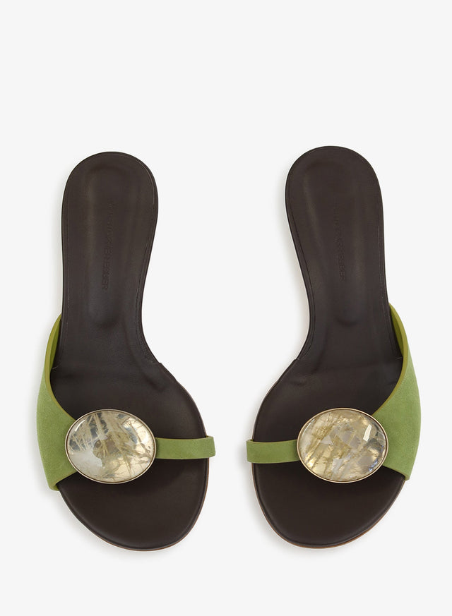 Aura Quartz Suede Kitten Mule