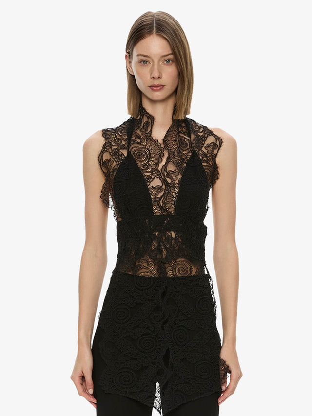 Spiral Lace Scarf Top