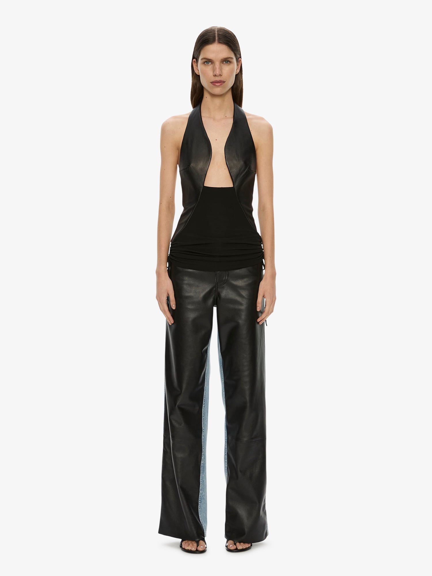 Tailored Slope Leather Halter Top