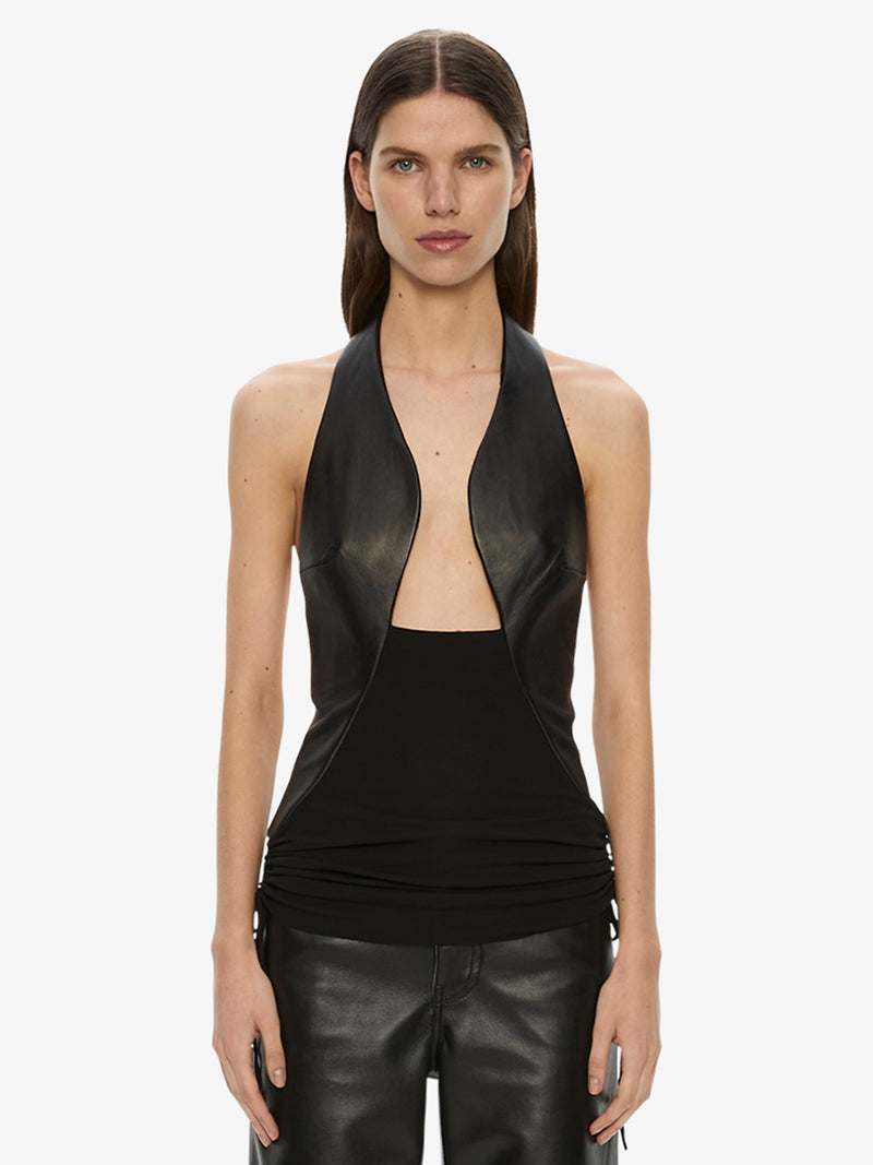 Tailored Slope Leather Halter Top - Image 3