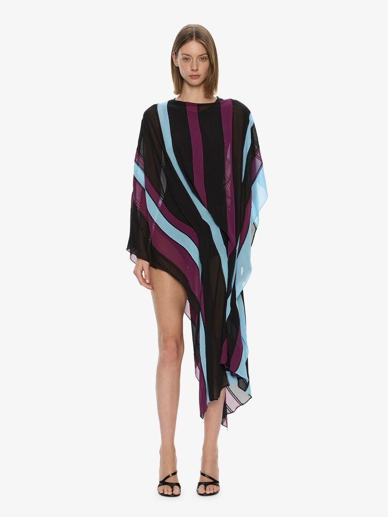 Vin Panelled Picot Silk Drape Dress - Image 1