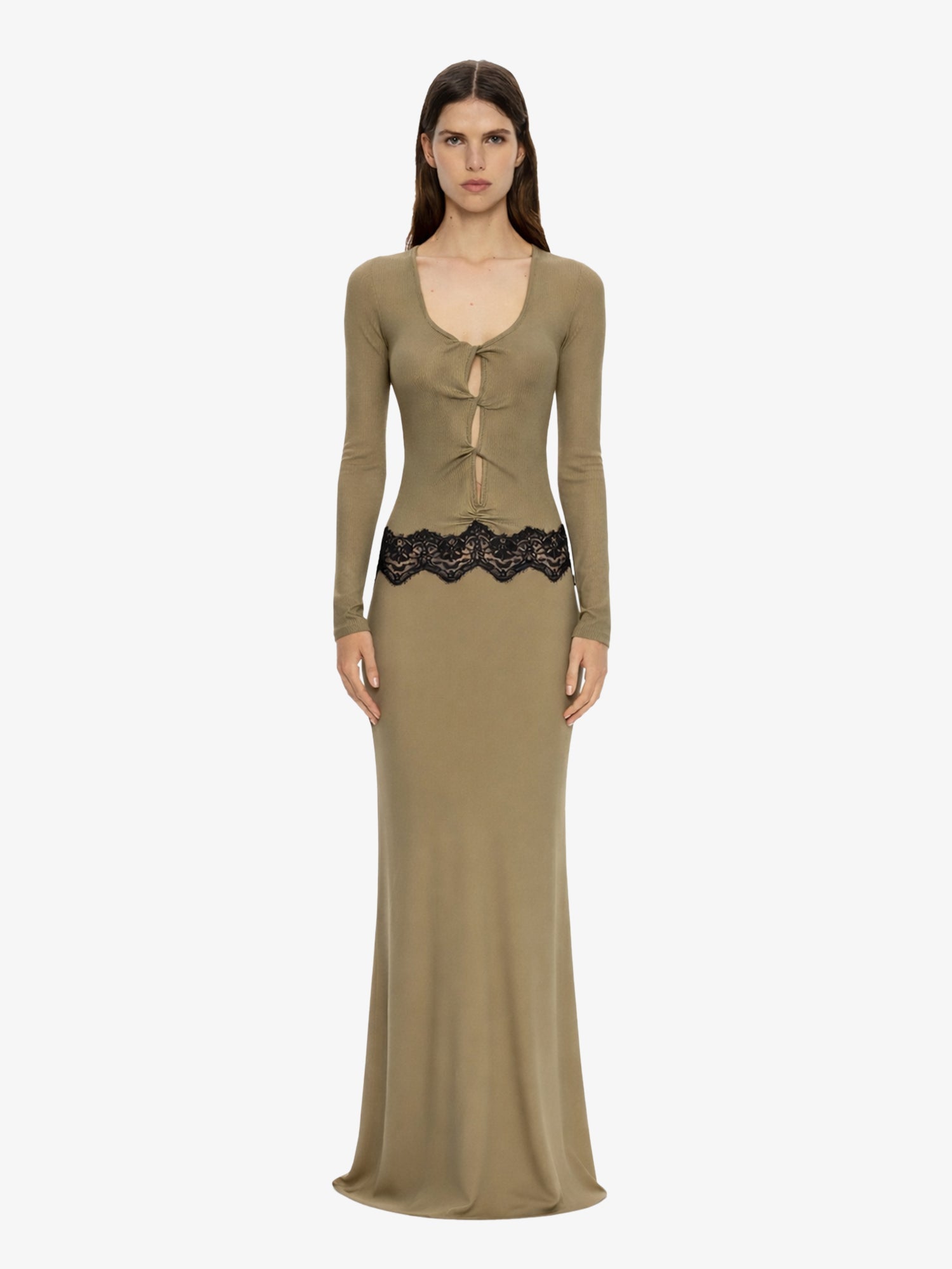 Open Twist Verner Scooped Long Sleeve Dress