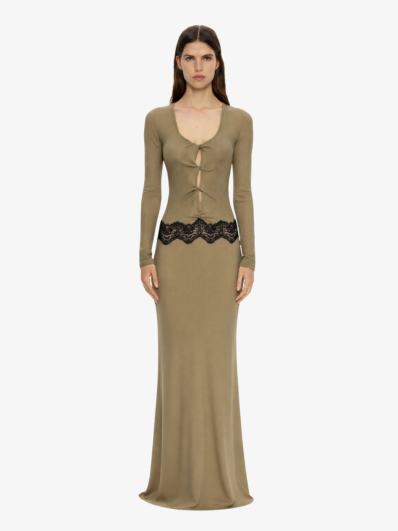 Open Twist Verner Scooped Long Sleeve Dress - Image 1