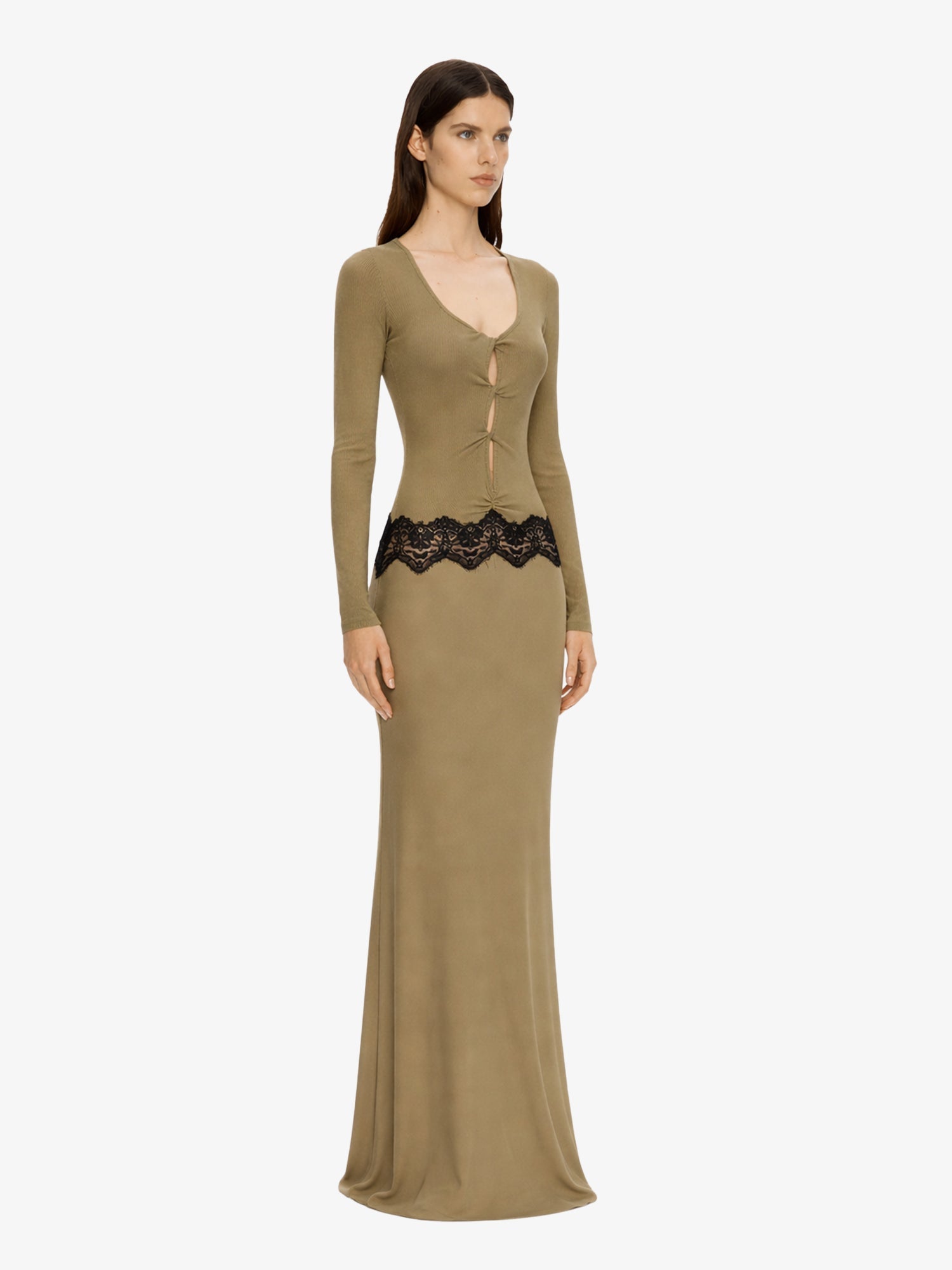 Open Twist Verner Scooped Long Sleeve Dress