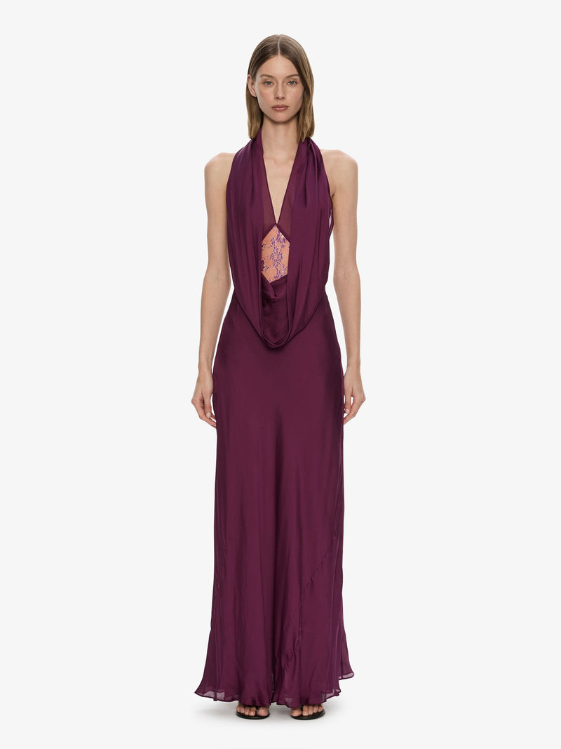 Cesura Cowl Lace Halter Gown - Image 1