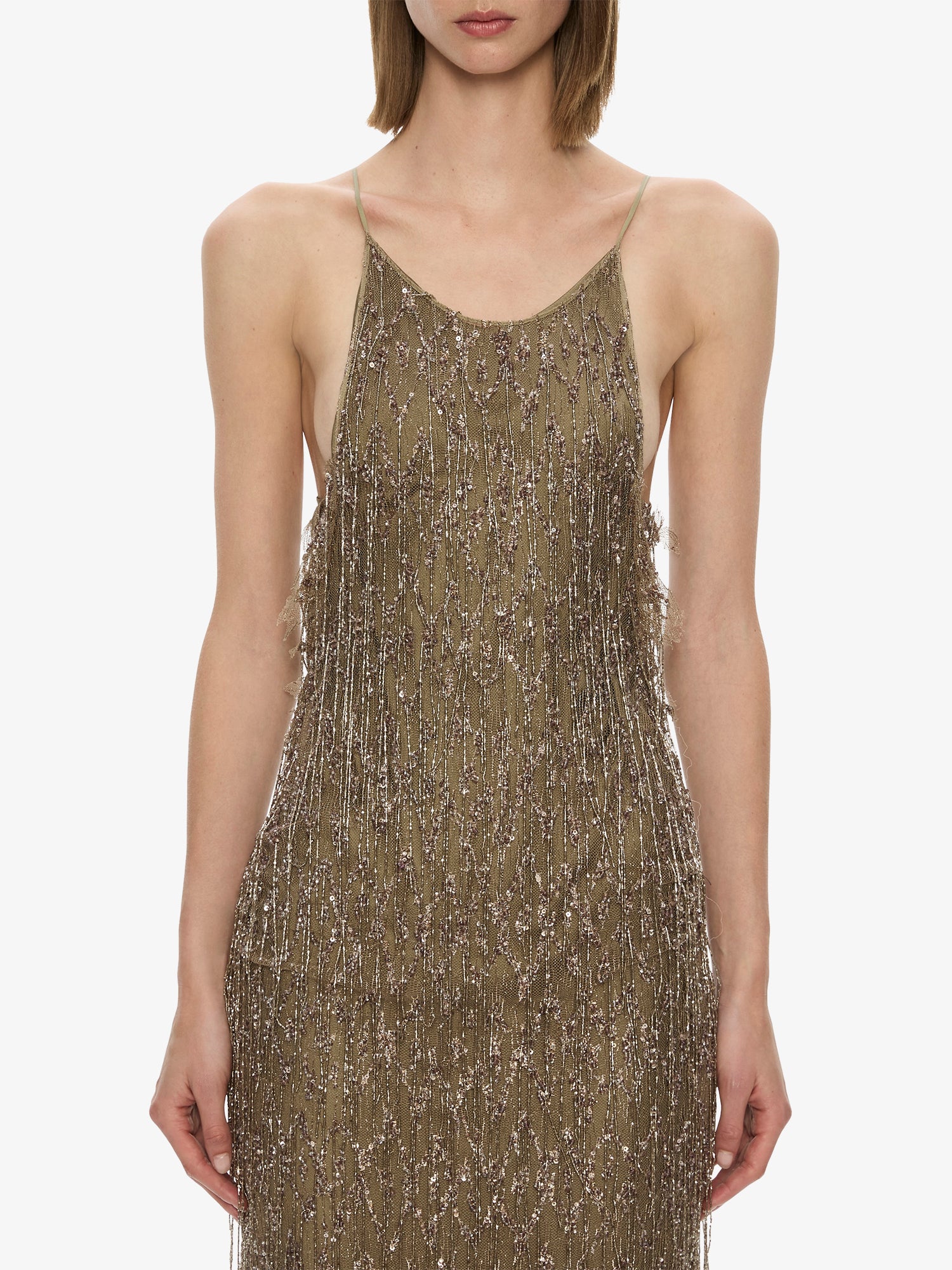 Gilded Chevron Lace Tank Dress