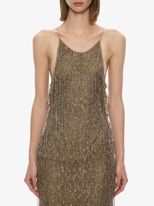 Gilded Chevron Lace Tank Dress