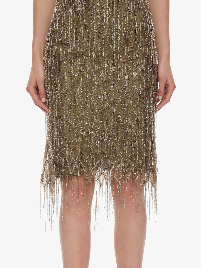 Gilded Chevron Lace Tank Dress