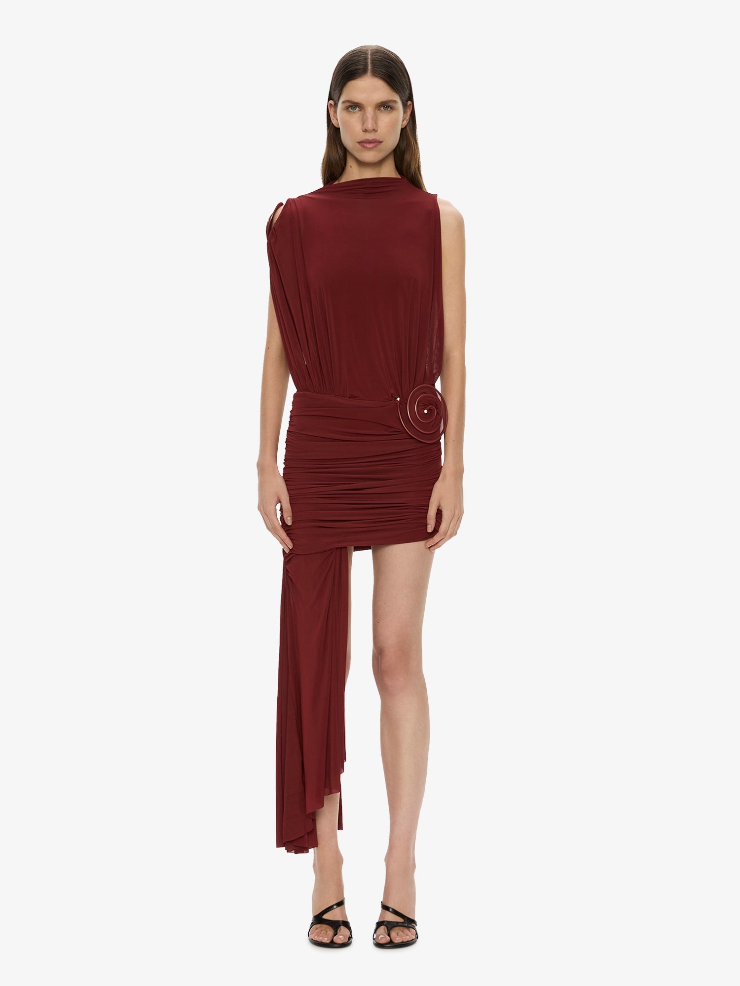 Aurelia Sculpted Spiral Cascade Mini Dress