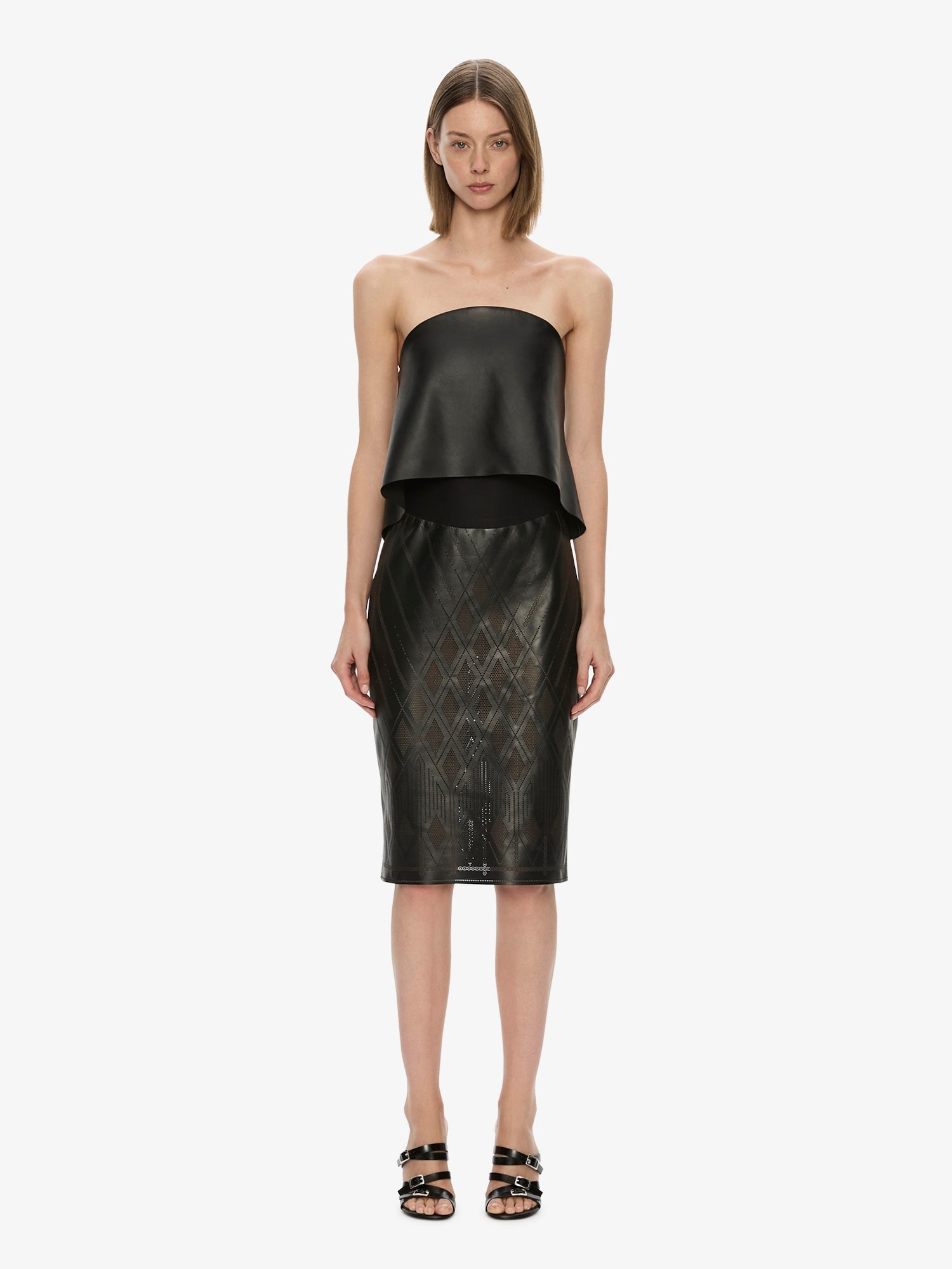 Perforated Sheath Leather Dress
