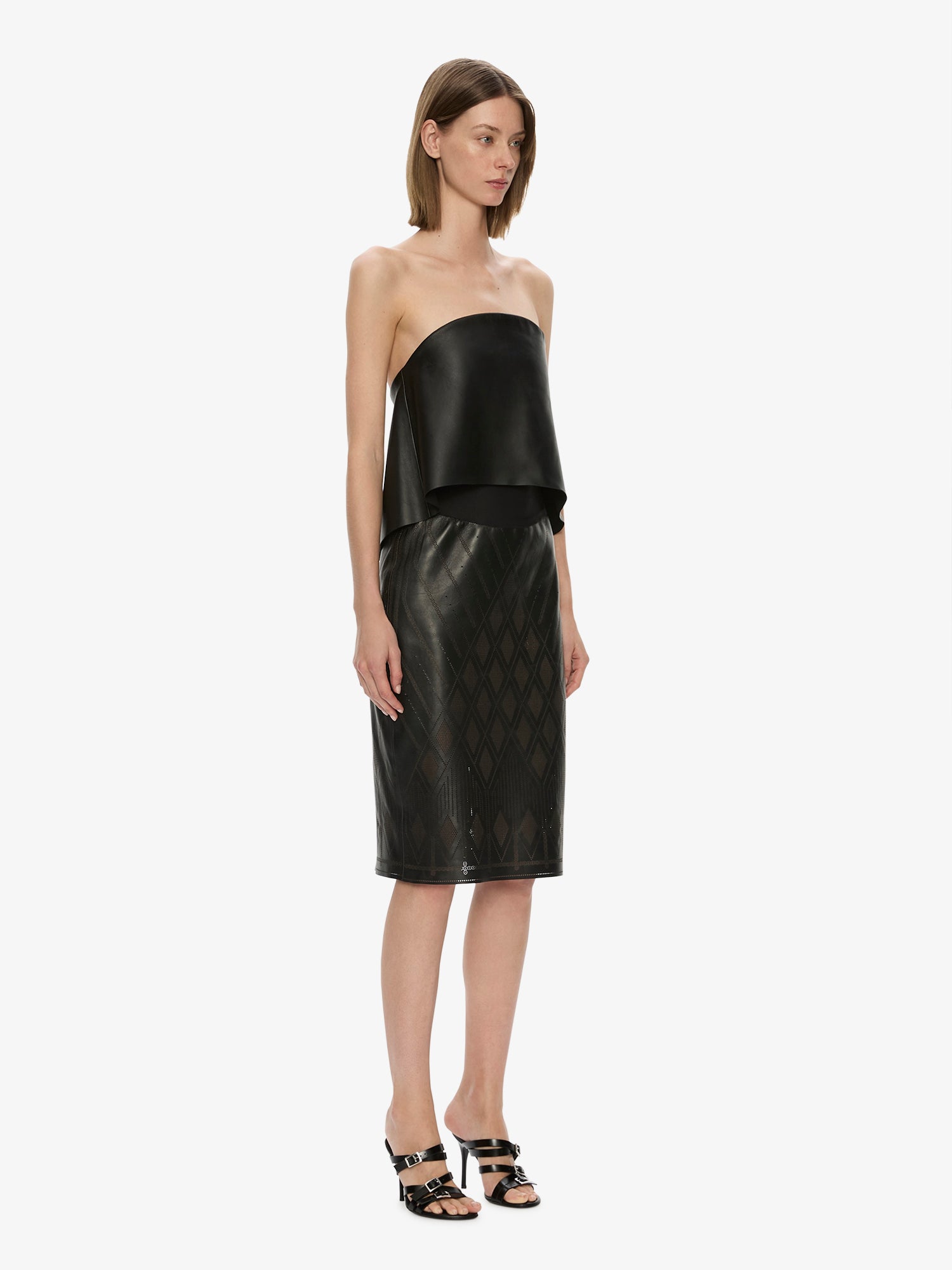 Perforated Sheath Leather Dress