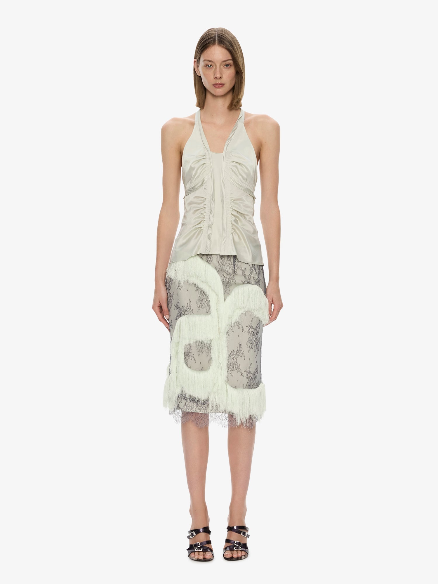 Fringed Lace Skirt Dark Smoke Vapour