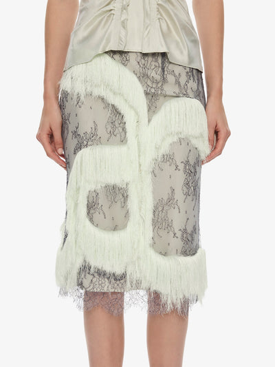 Fringed Lace Skirt Dark Smoke Vapour