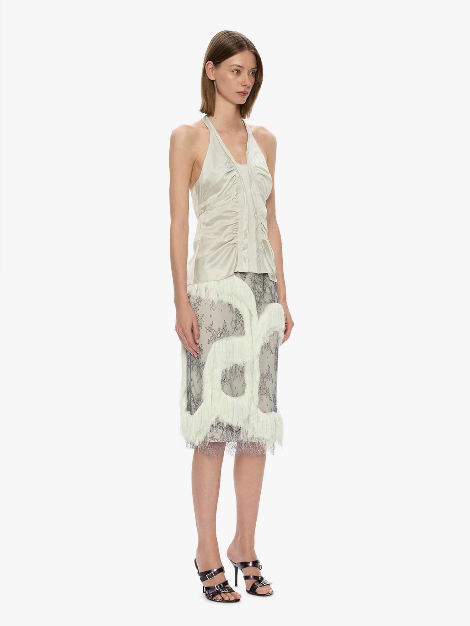 Fringed Lace Skirt Dark Smoke Vapour