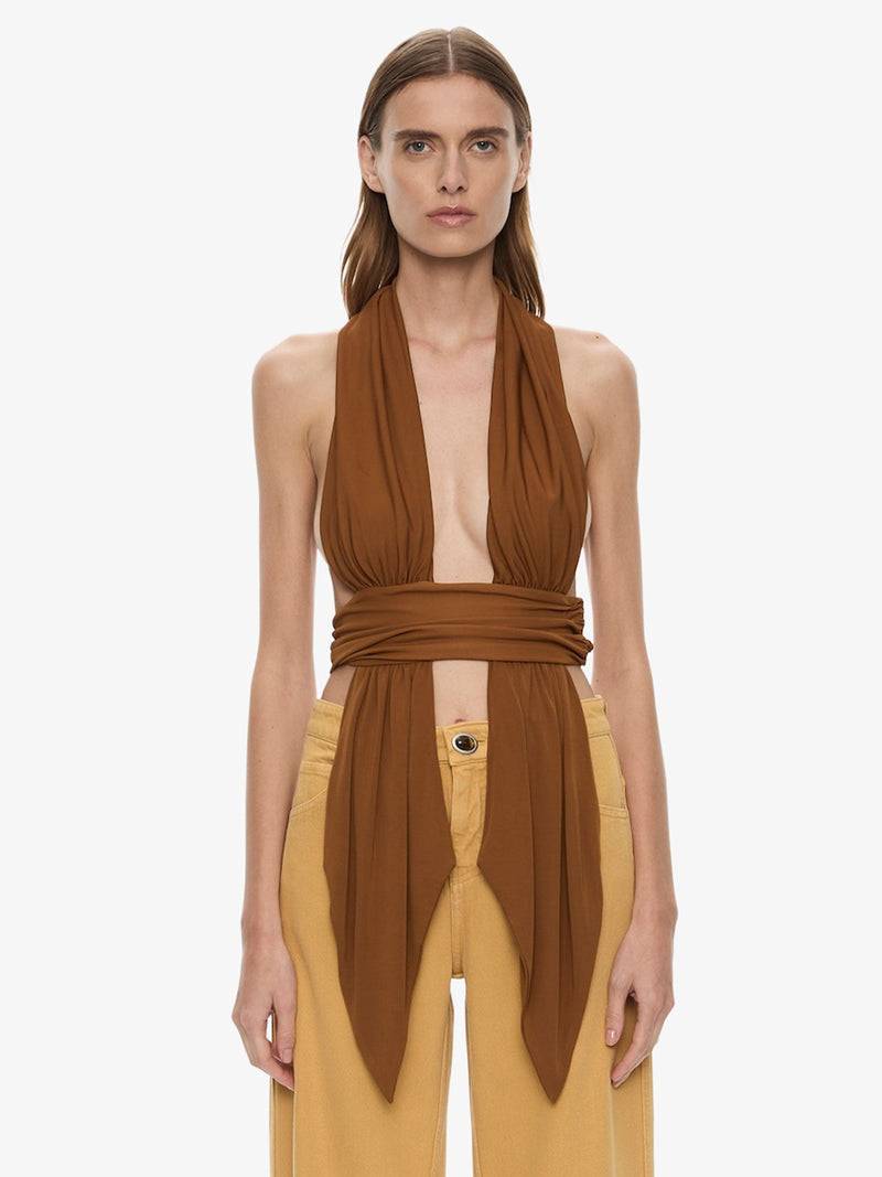 Scarf Draped Halter Top - Image 1