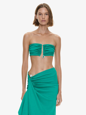 Droplet Crystal Pendant Ruched Bandeau