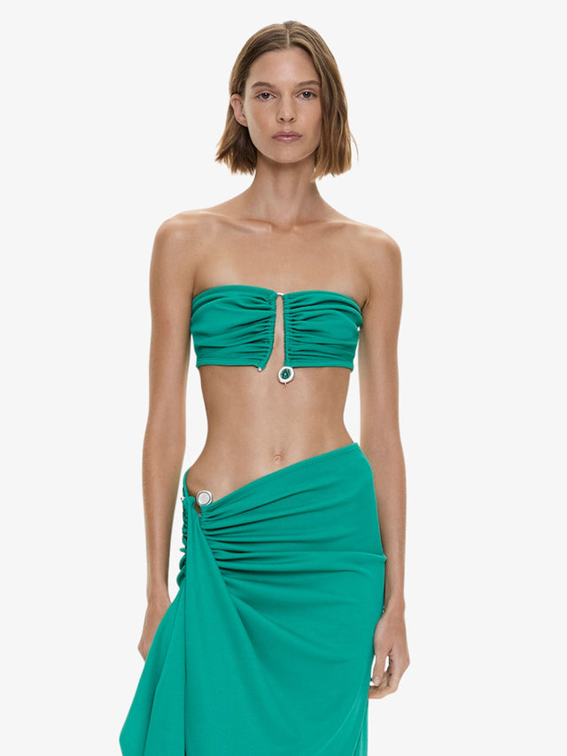 Droplet Crystal Pendant Ruched Bandeau