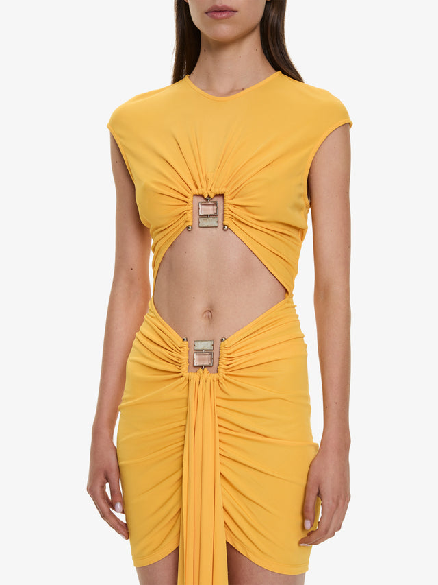 Bezel Quartz Disconnect Short Sleeve Dress
