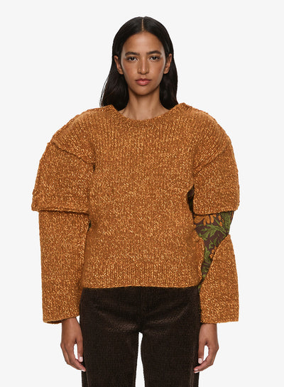 Deconstructed Brocade Knit Sweater