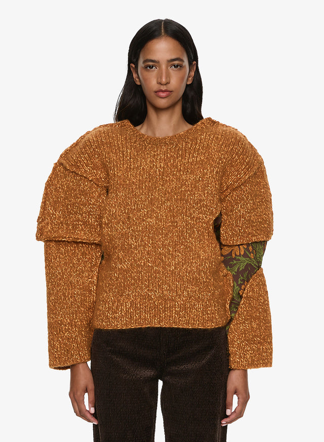 Deconstructed Brocade Knit Sweater