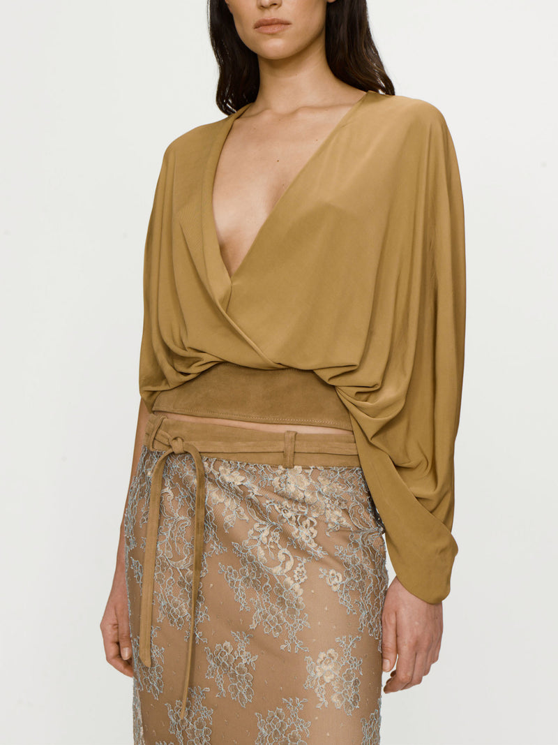 Sépienne Lace Belted Suede Skirt - Image 3