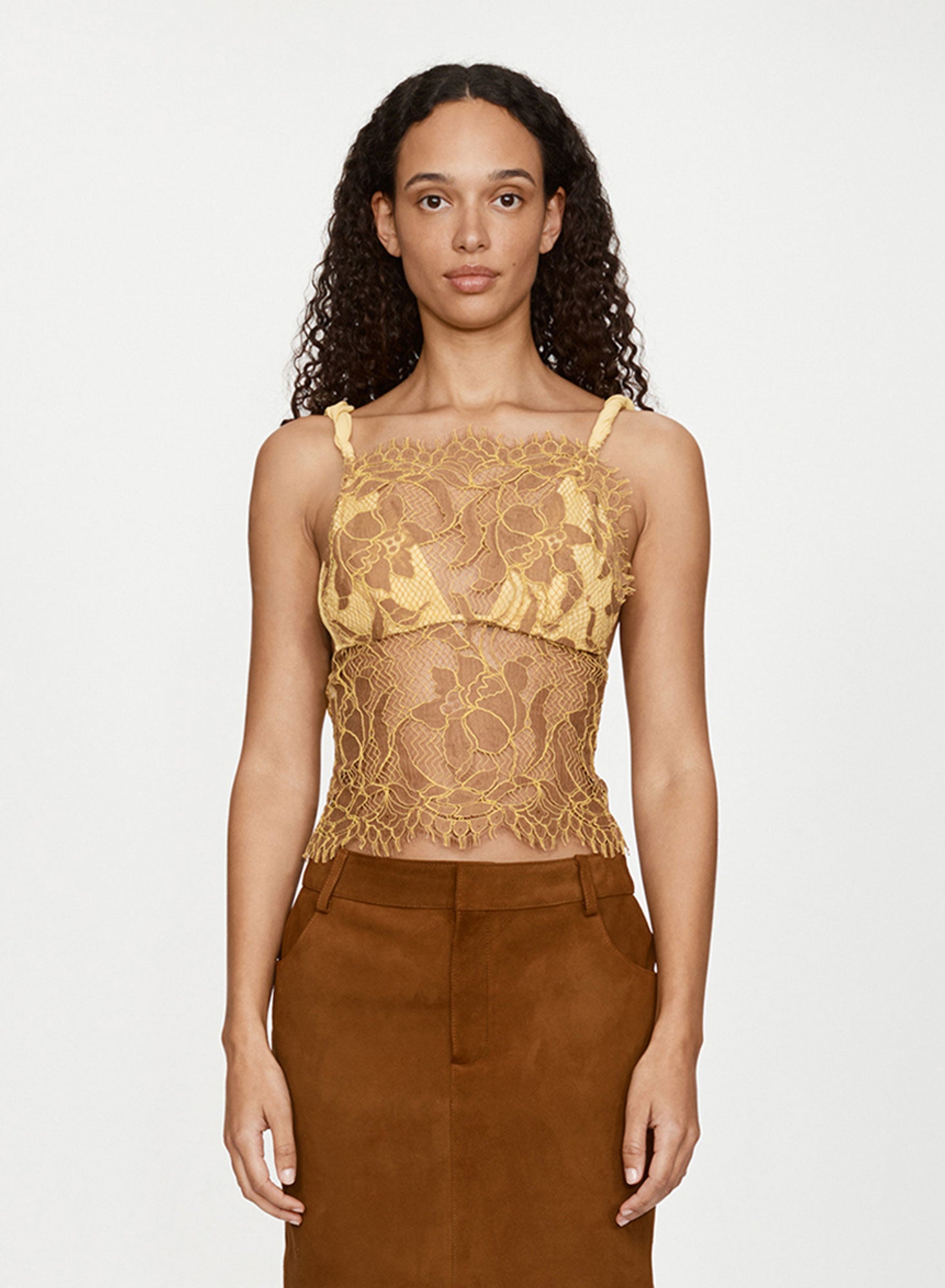 Aluna Lace Draped Silk Cami