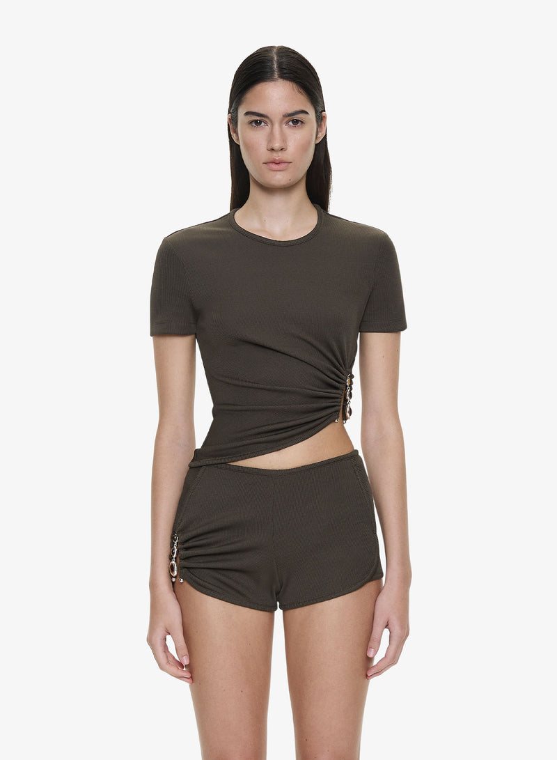 Droplet Crystal Ruched Tee - Image 1