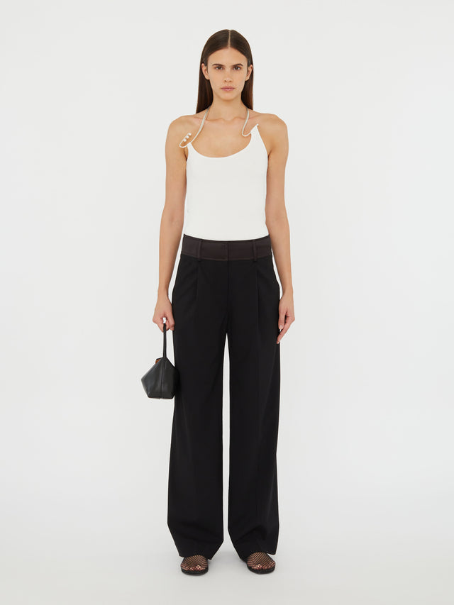 Satin Waist Tailored Trouser