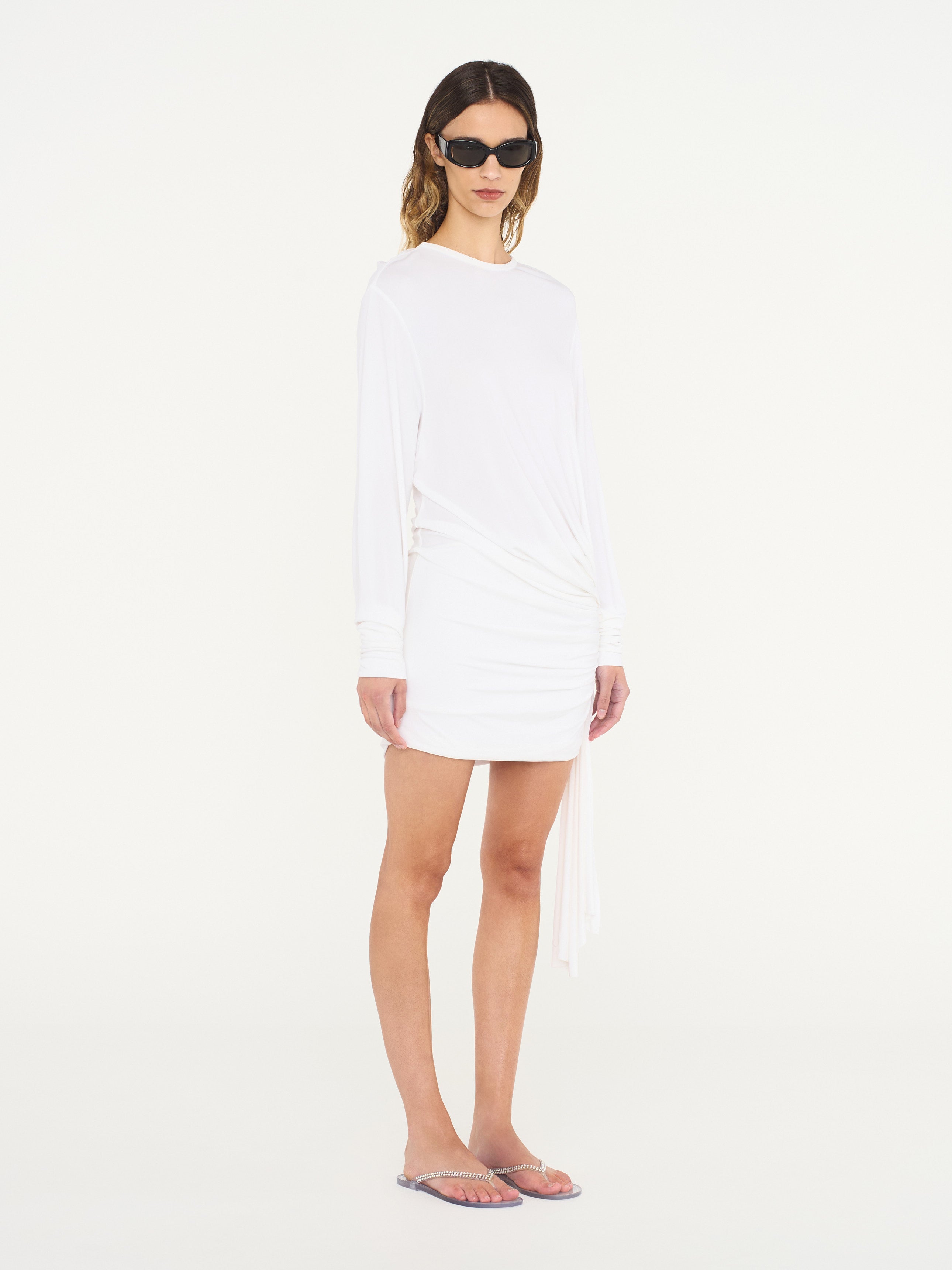 Side Cowl Drape Extension Dress