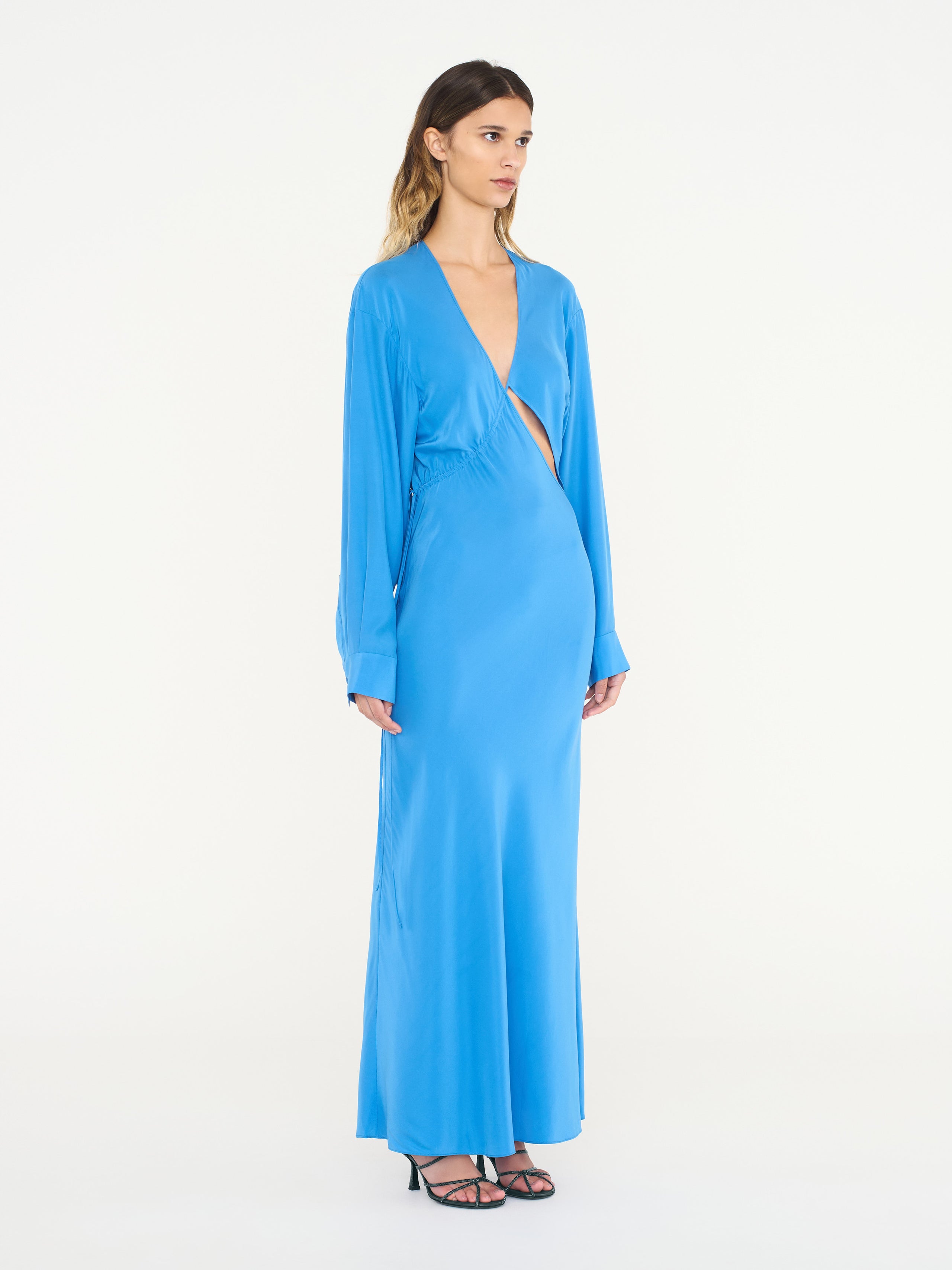 Crosscut Silk Long Sleeve Dress