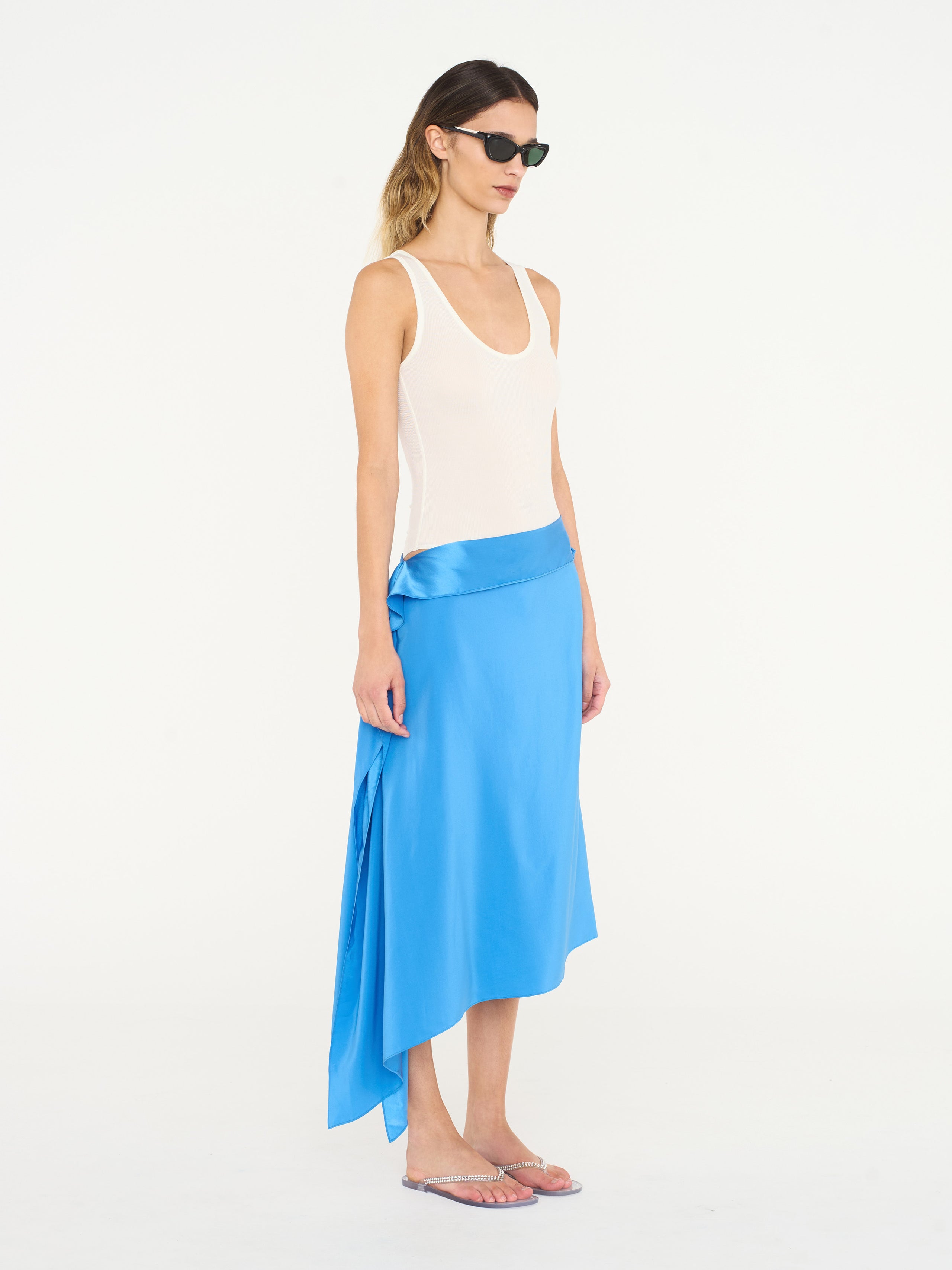 Crosscut Floating Silk Skirt