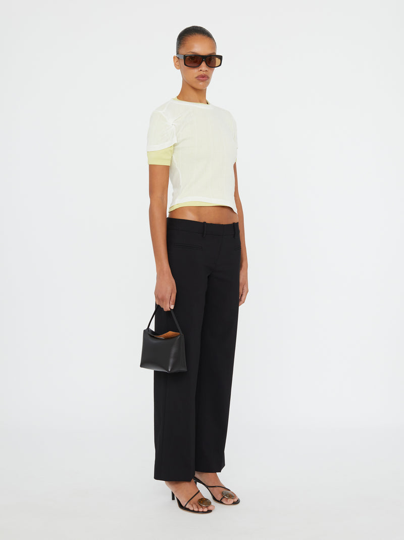 Sheer Ribbed Overlay Loophole Tee - Image 3