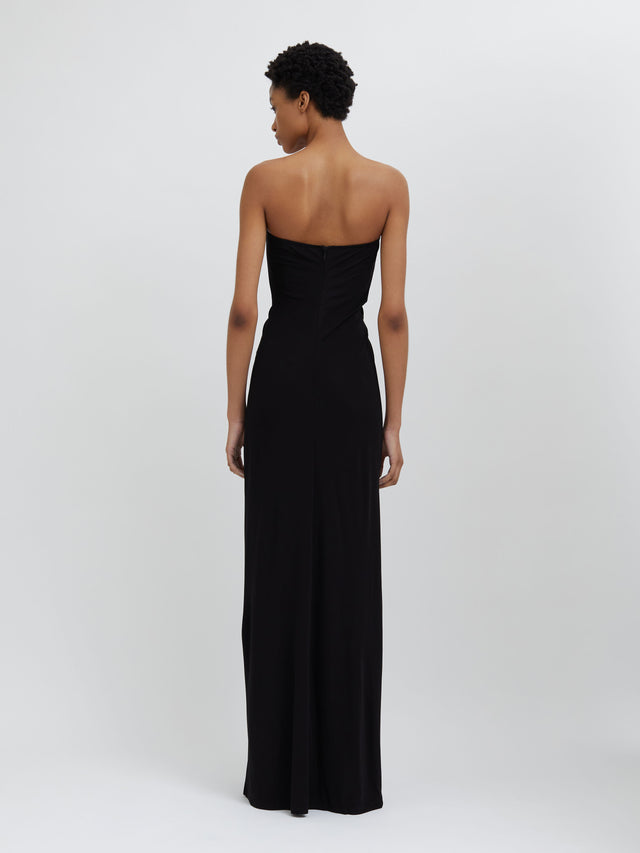 Arced Palm Strapless Dress