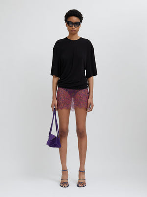 Christopher Esber | Handpainted Latex Lace Mini Skirt Wisteria