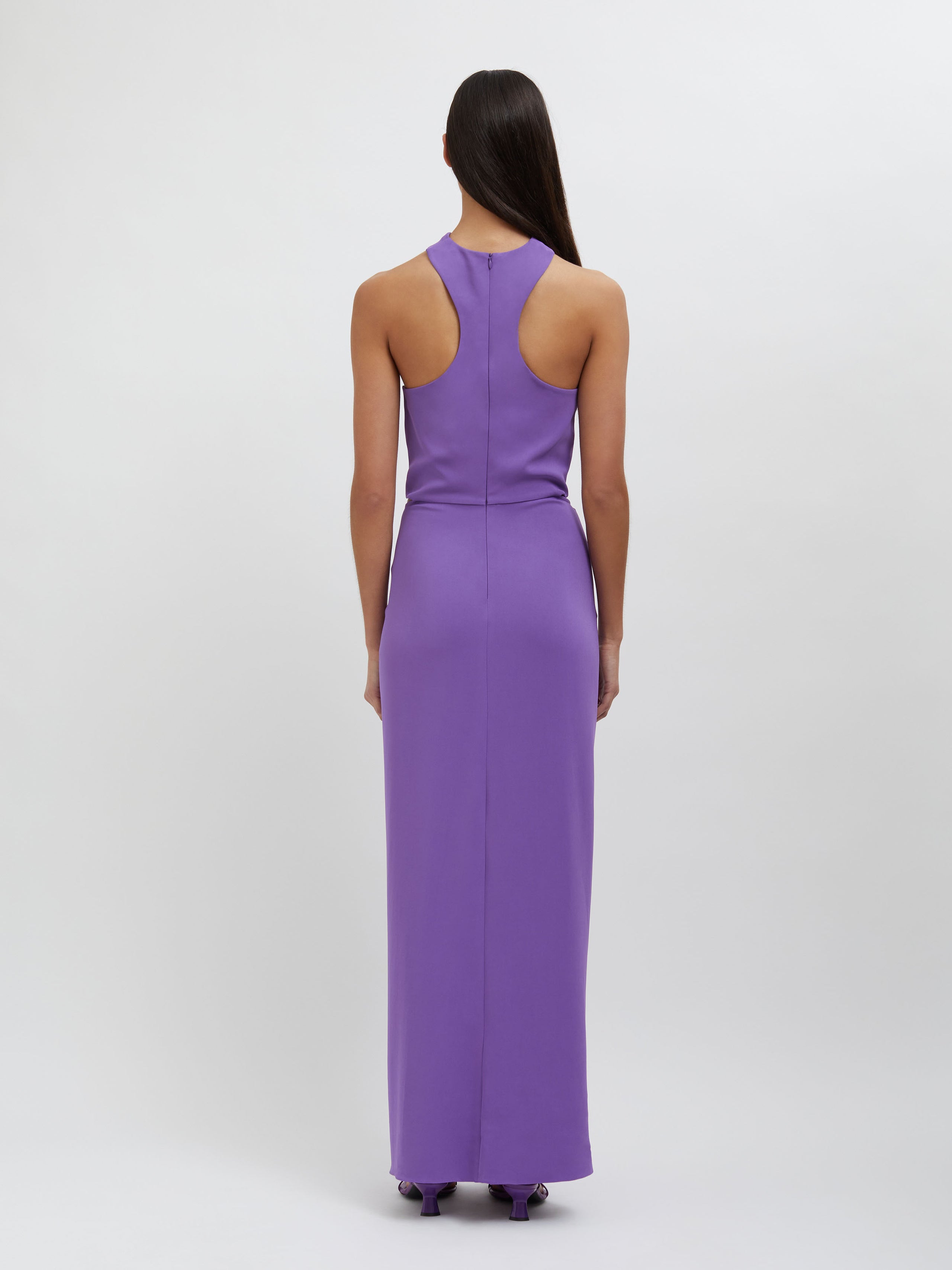 Reversed Halter Disconnect Ruched Dress