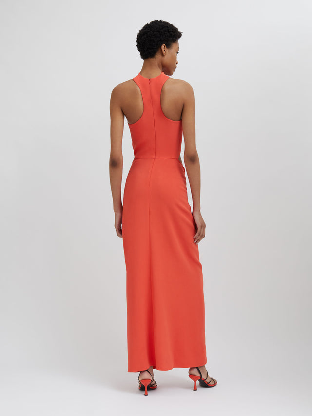 Reversed Halter Disconnect Ruched Dress