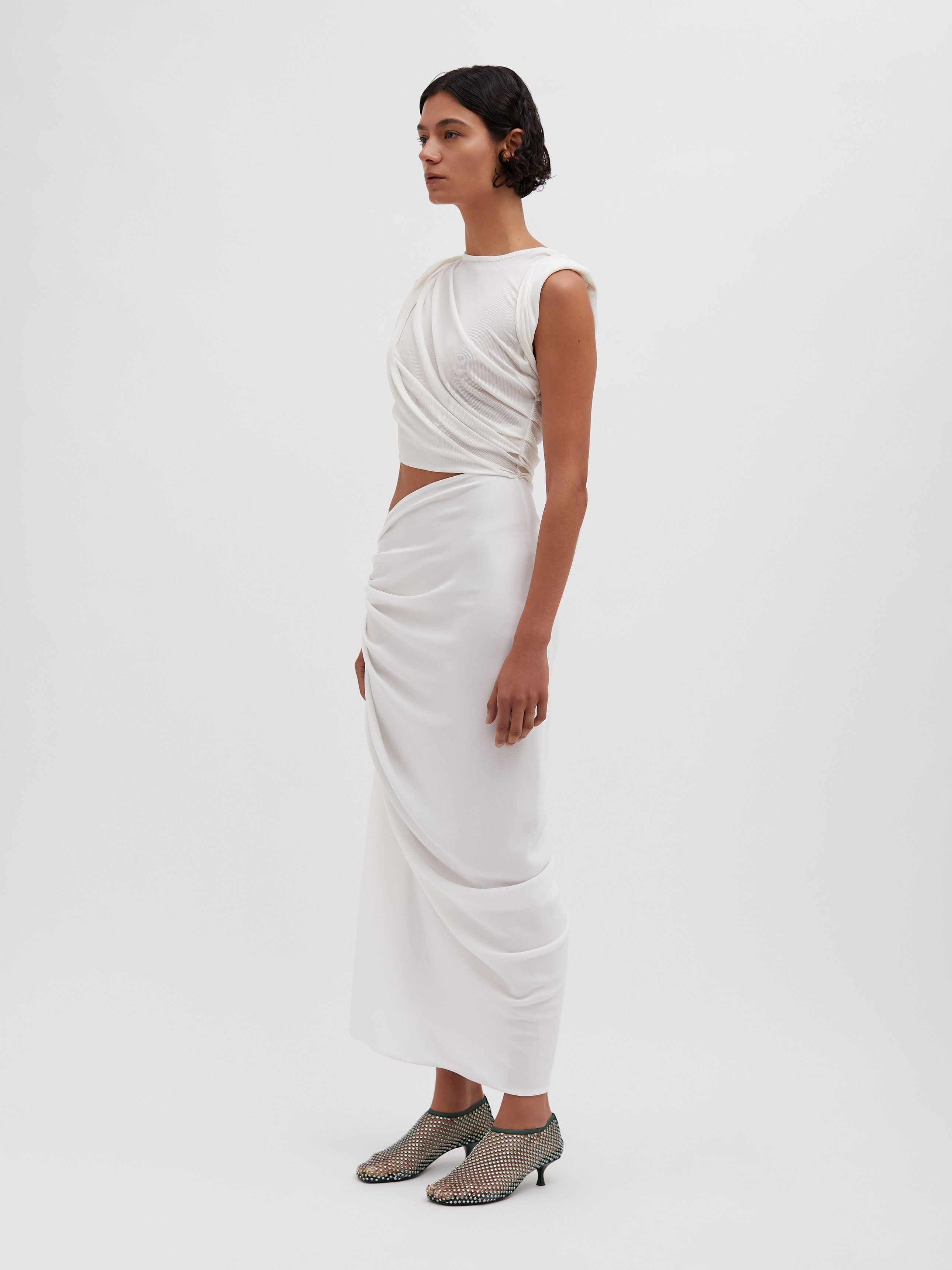 Ribbed Twist Tank Drape Dress