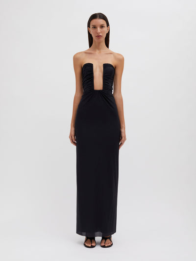 Plunge Strapless Column Dress