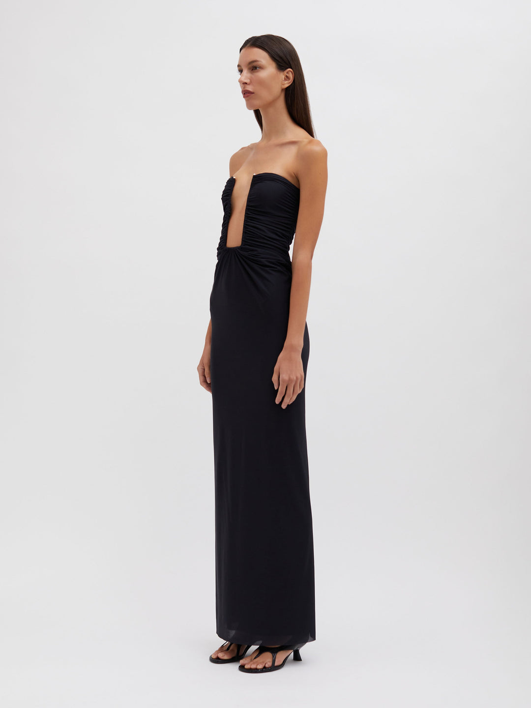 Plunge Strapless Column Dress