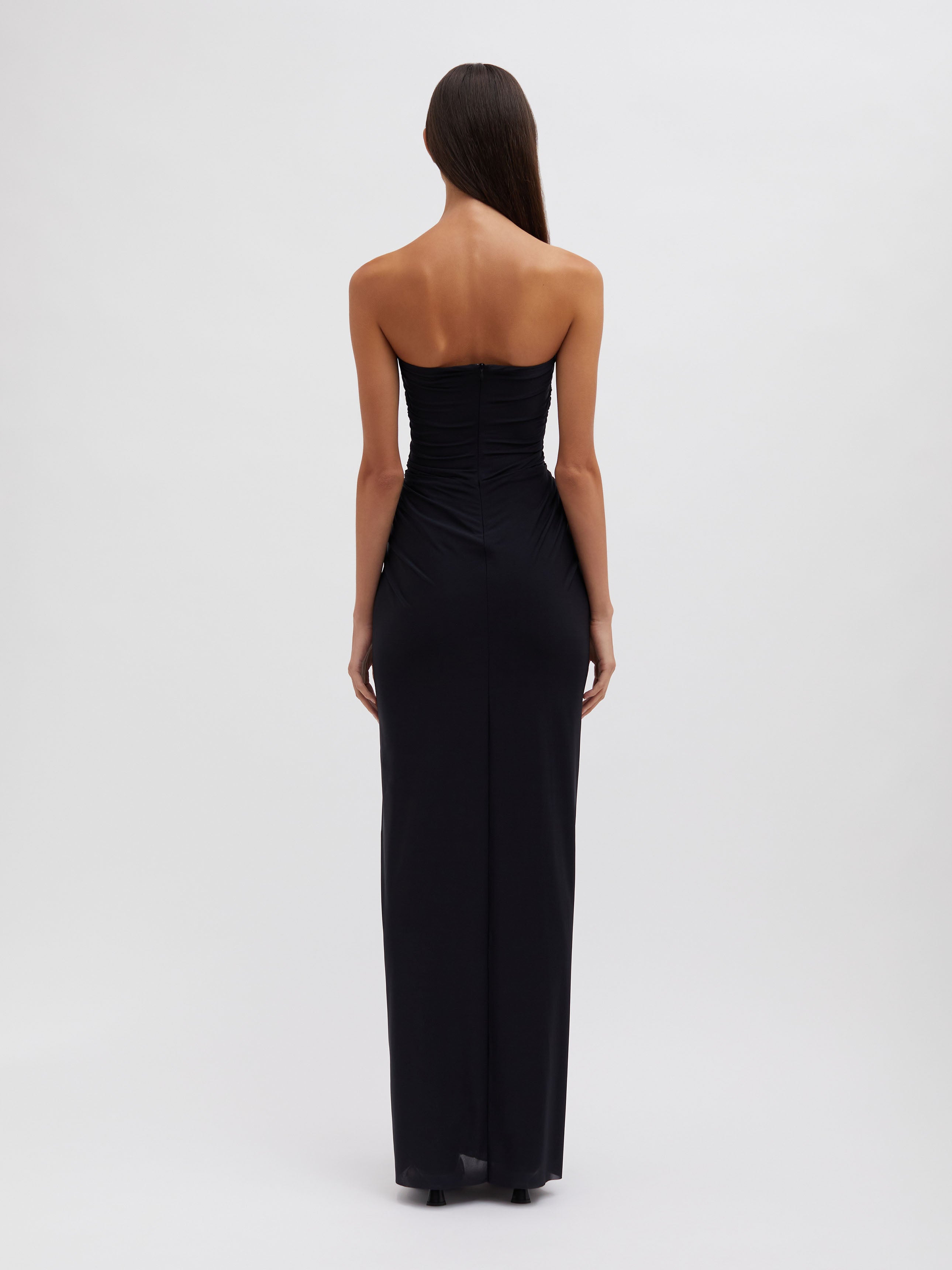 Plunge Strapless Column Dress