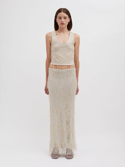 Encased Beaded Ivy Disconnect Tank Dress