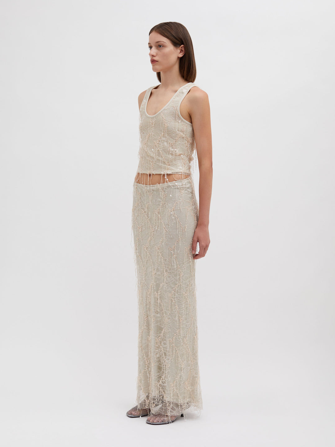 Encased Beaded Ivy Disconnect Tank Dress