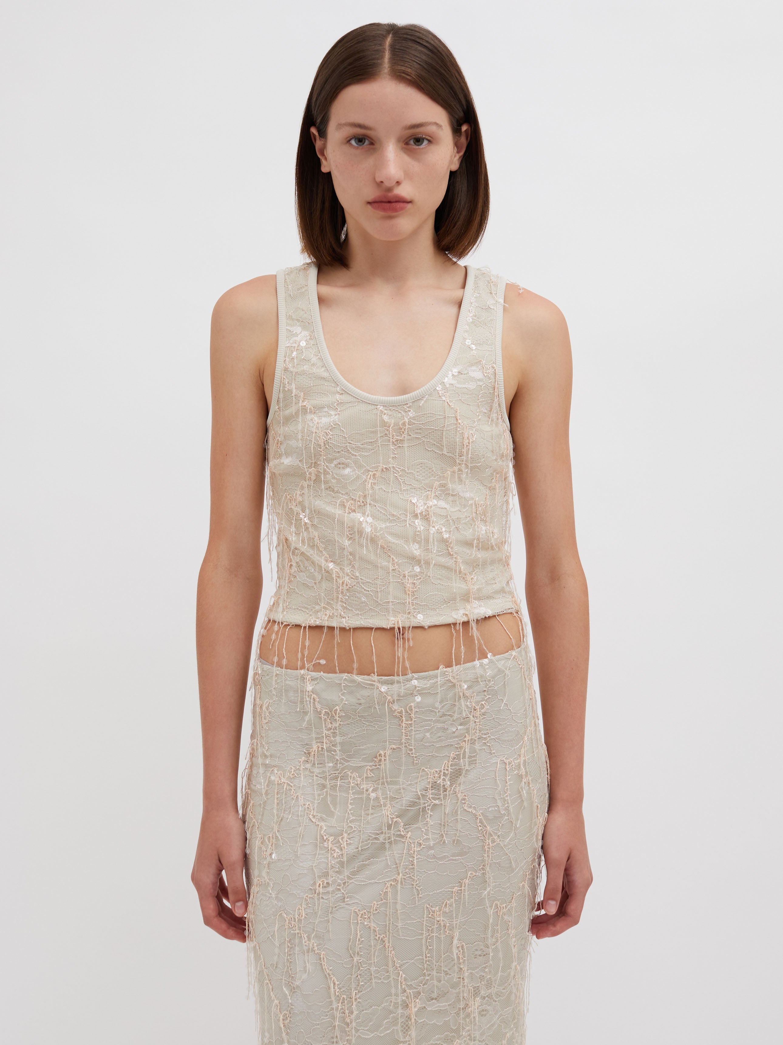 Encased Beaded Ivy Disconnect Tank Dress