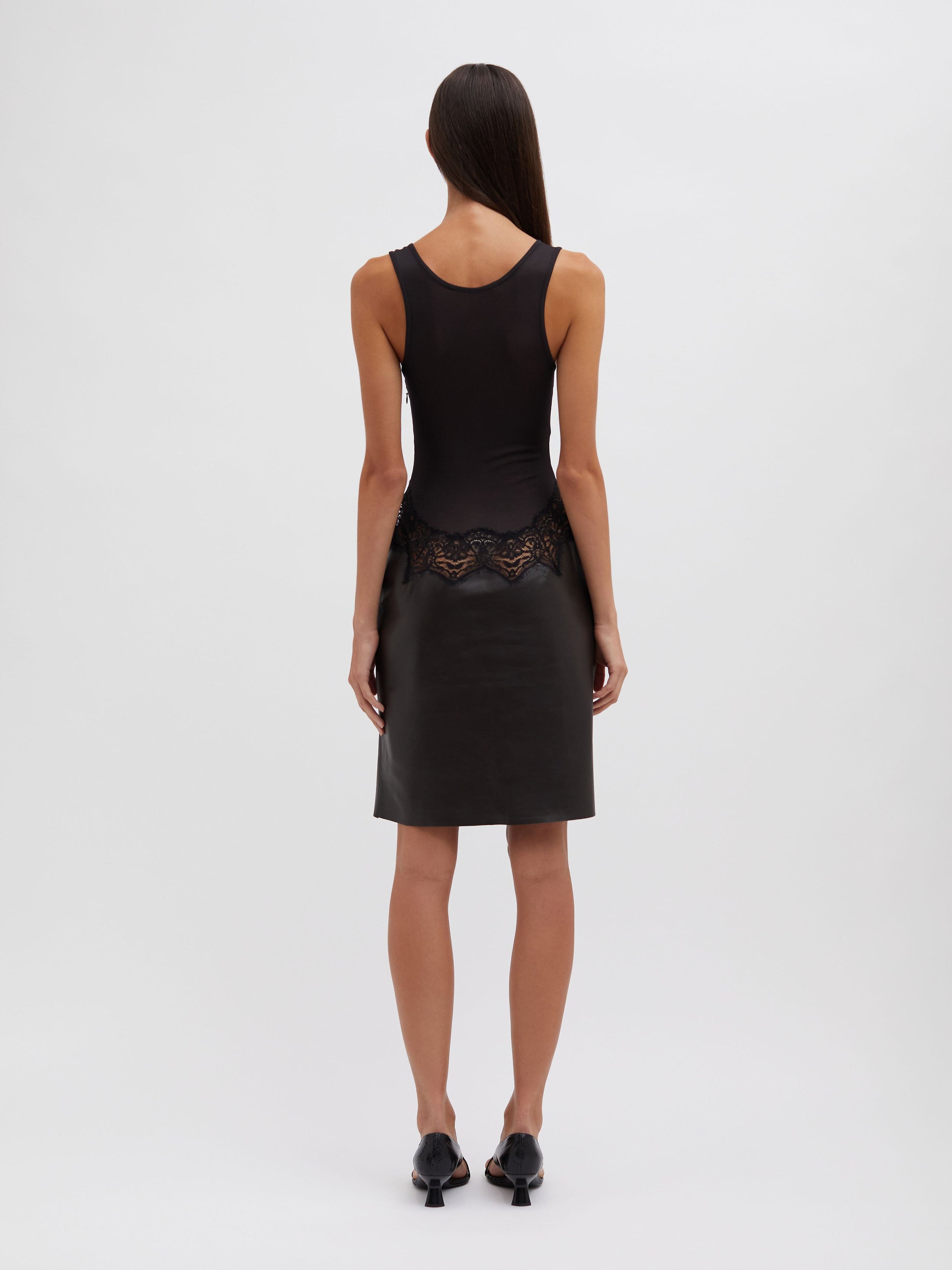 Ribbed Leather Tank Dress