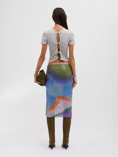 Aura Glowmesh Midi Skirt