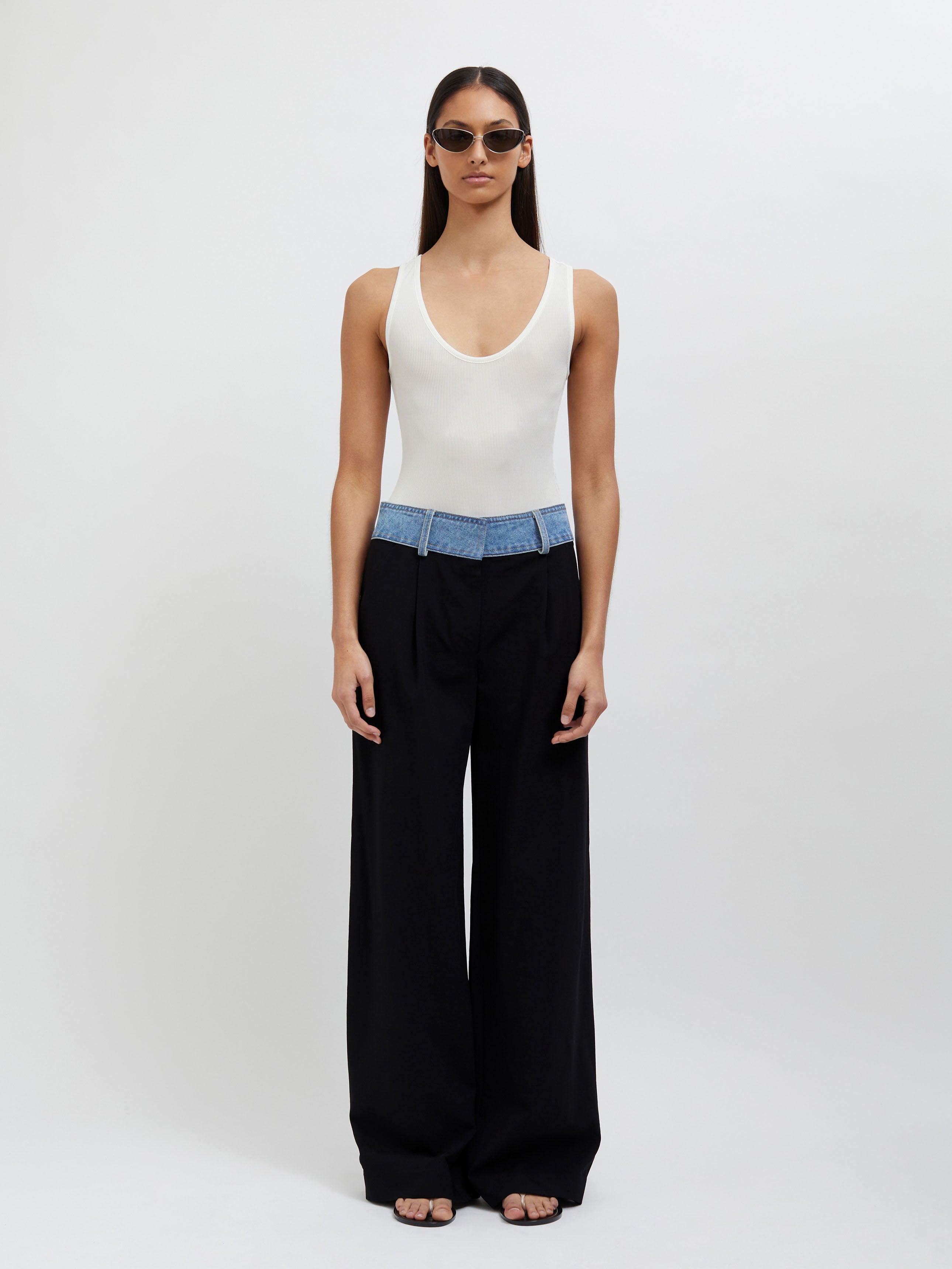 Deconstruct Denim Waisted Wool Trouser