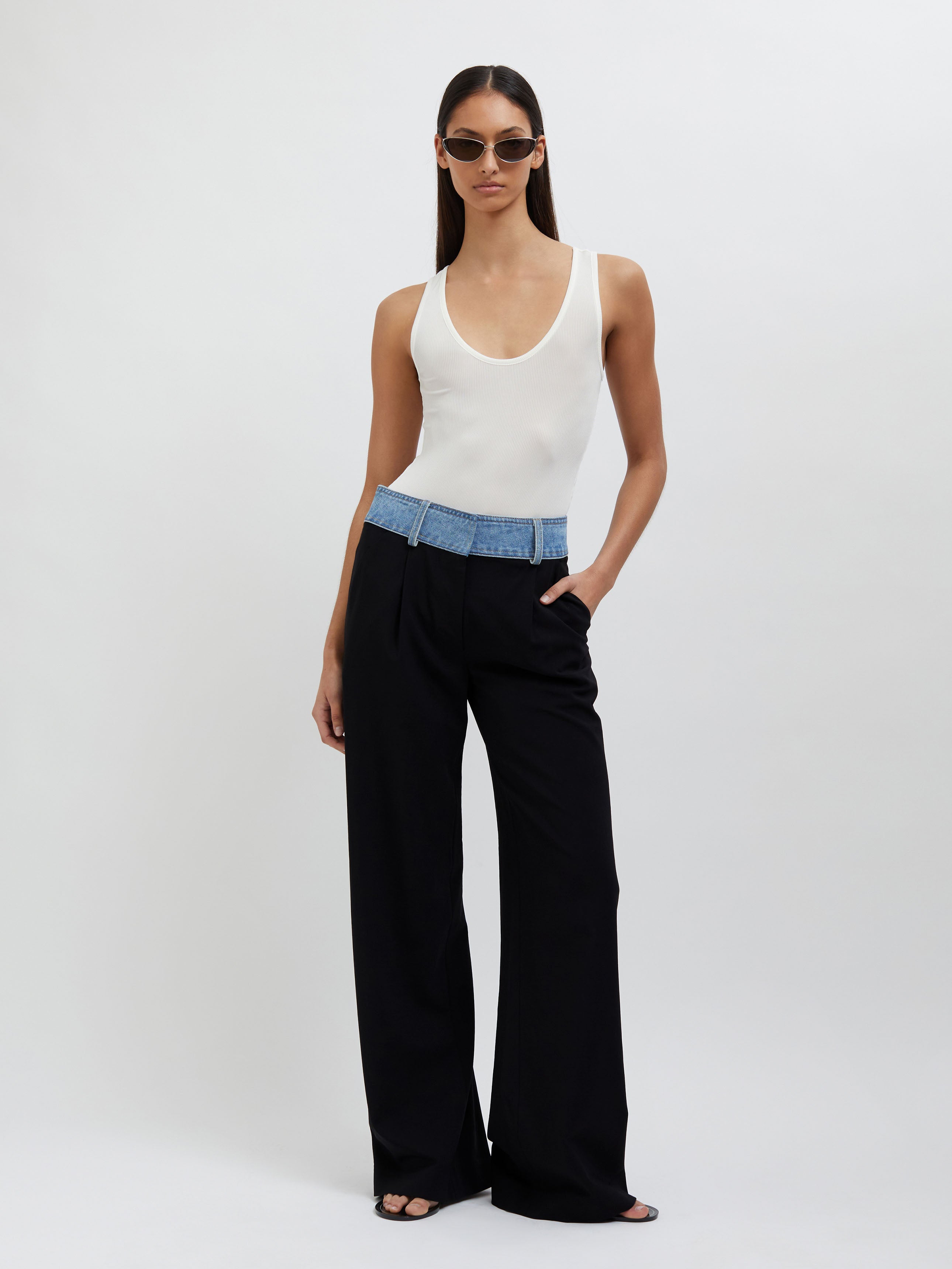 Deconstruct Denim Waisted Wool Trouser