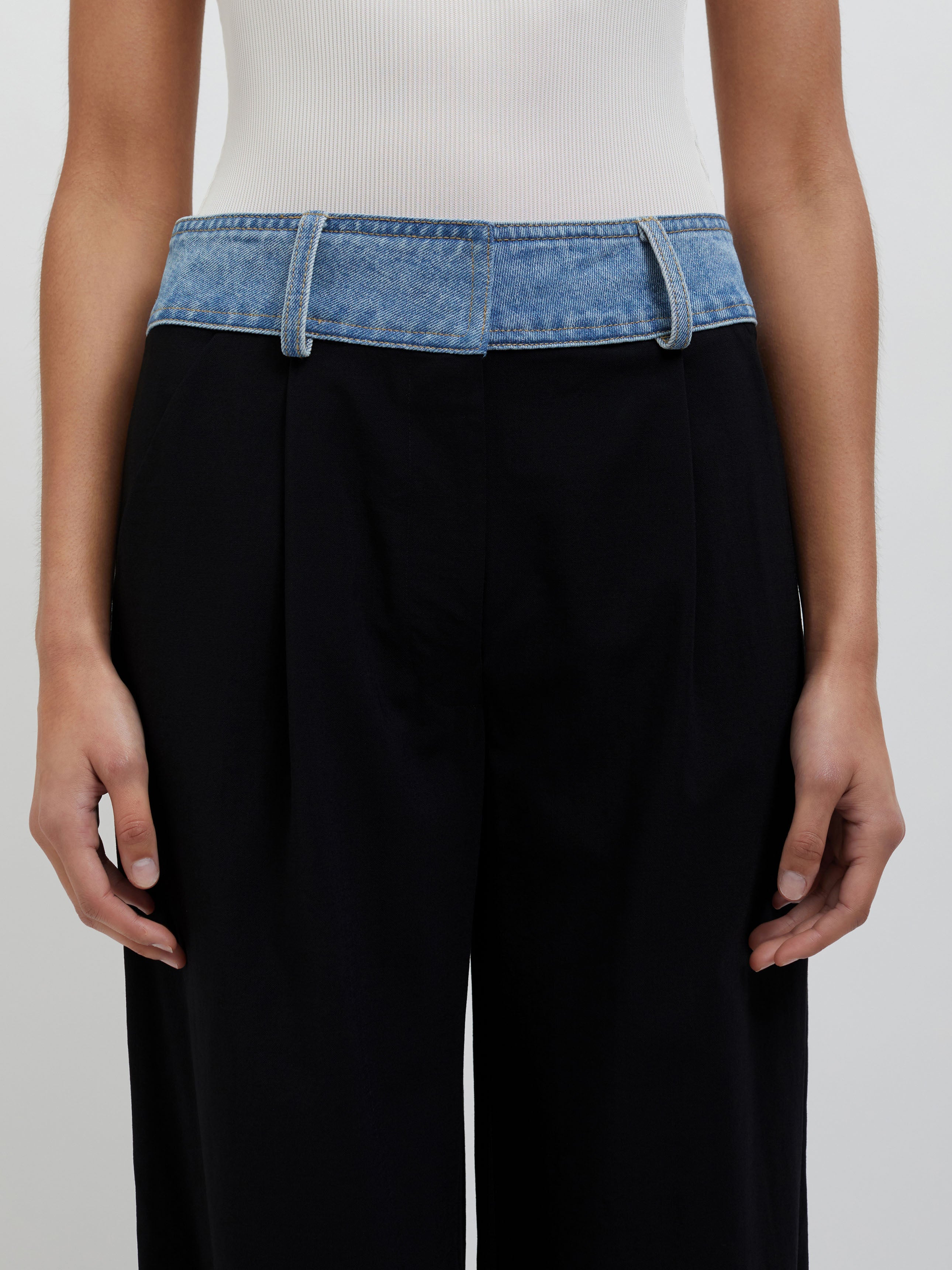 Deconstruct Denim Waisted Wool Trouser